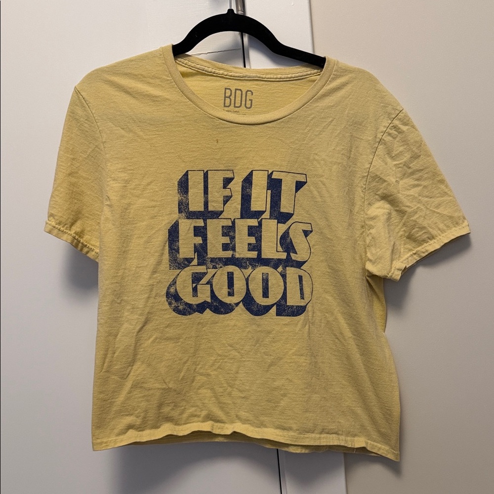 BDG Yellow Tee with Blue Graphic